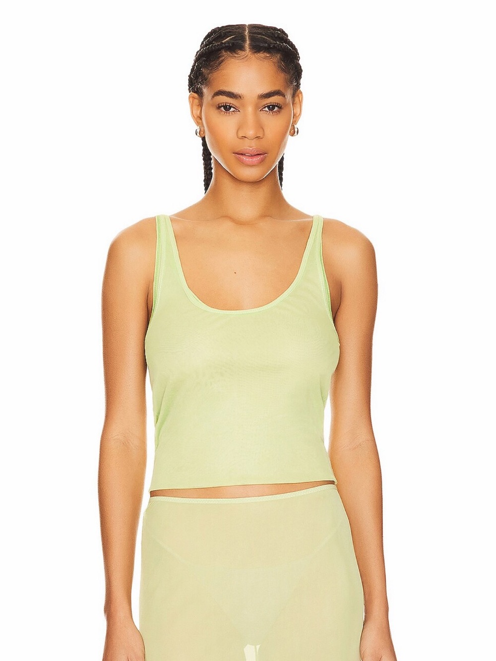 GRLFRND Revolve Electric Lime Double Mesh Sleeveless Scoop Neck Tank Top M NWT